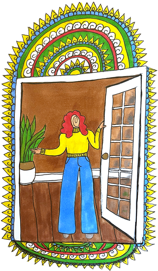 Door open - drawing by Sara Smeaton