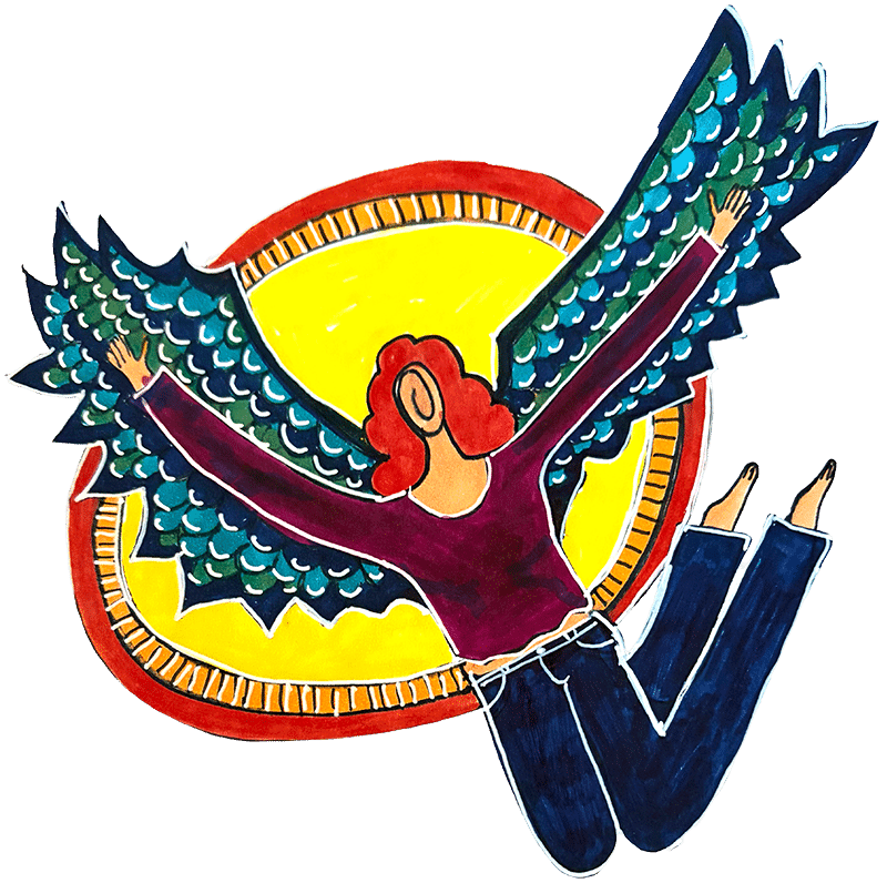 Flying - drawing by Sara Smeaton
